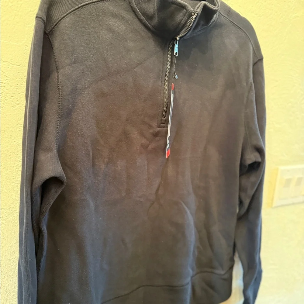 Banana Republic Men's Quarter Zip Pullover - Black Long Sleeve Sweatshirt NEW